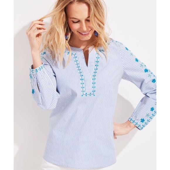 Vineyard Vines Tops - Vineyard Vines Embroidered Savannah Popover Blouse